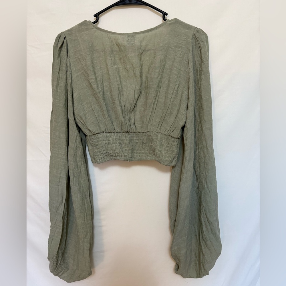 Princess Polly Sage Green Long Sleeve Crop Top - Picture 6 of 7